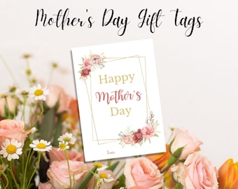 Etiquetas florales para regalo del Día de la Madre – Etiquetas florales imprimibles (Descarga digital)