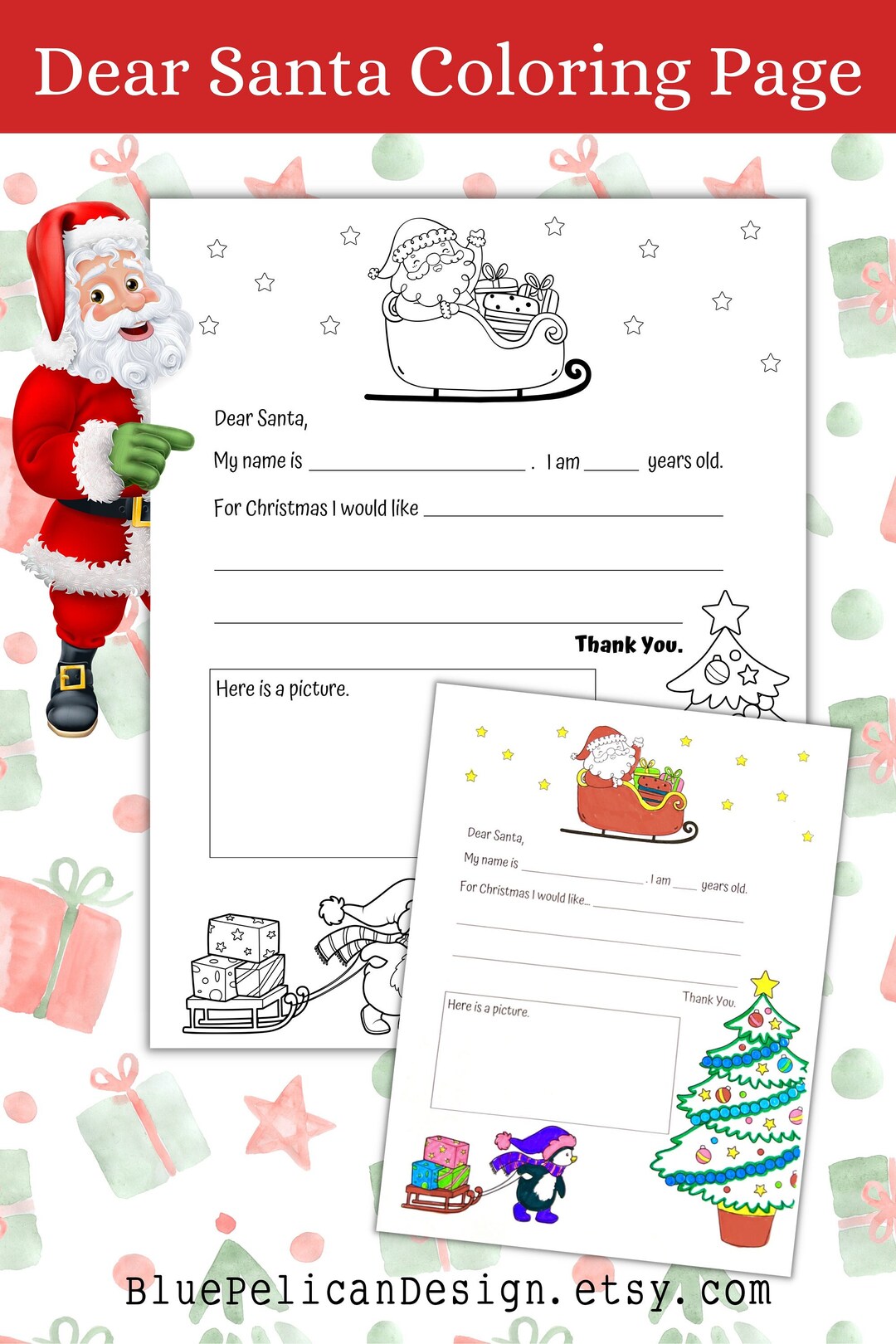 Printable Kids Christmas List – Dear Santa Letter – santa Coloring Page ...