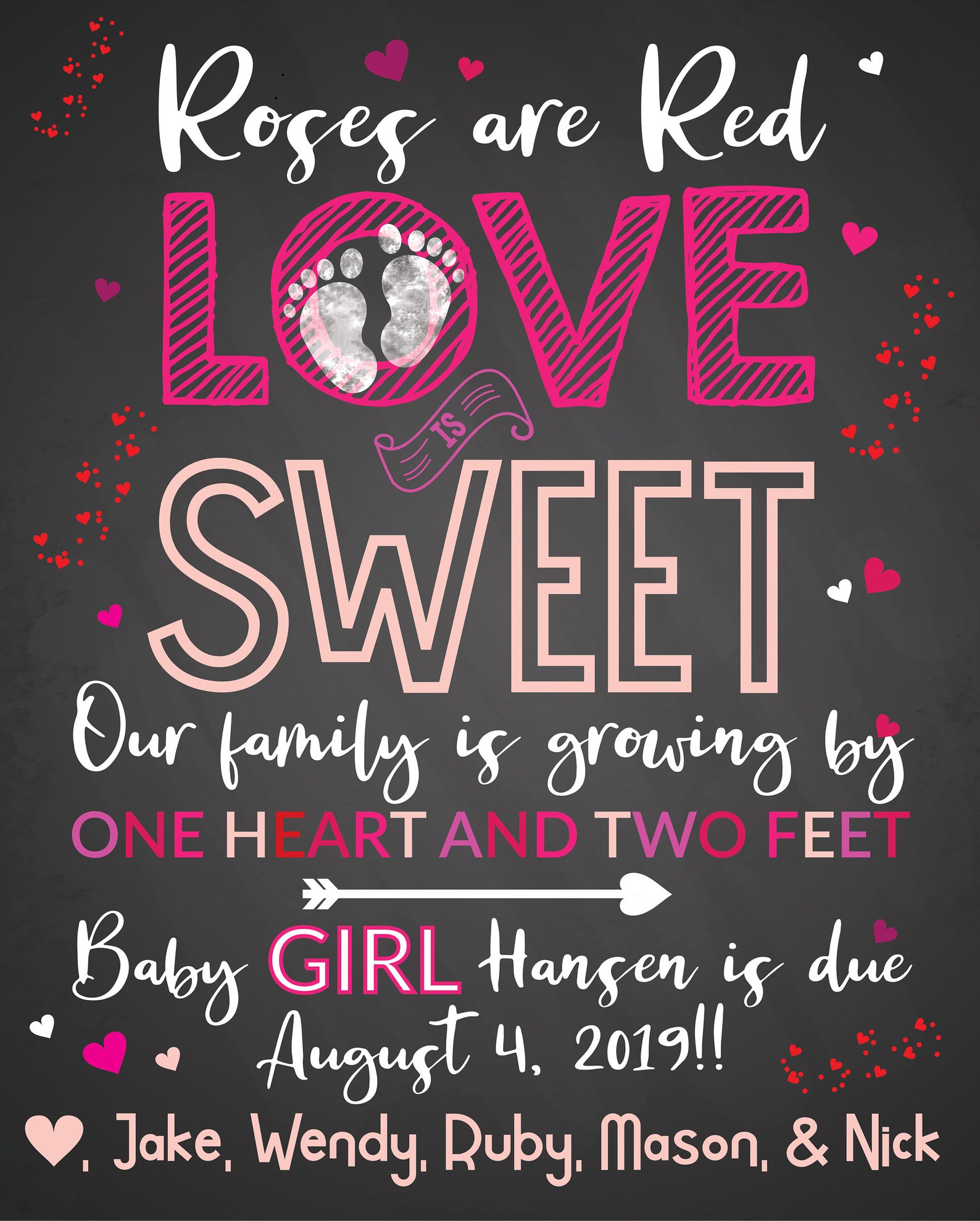 Roses Are Red Pregnancy Announcement Photo Prop Chalkboard Etsy