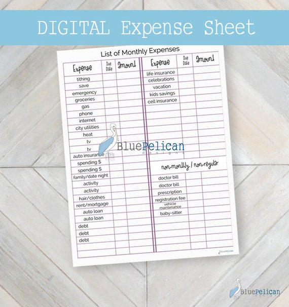 Keep Track Of Your Monthly Expenses Printable Bill Tracker Etsy