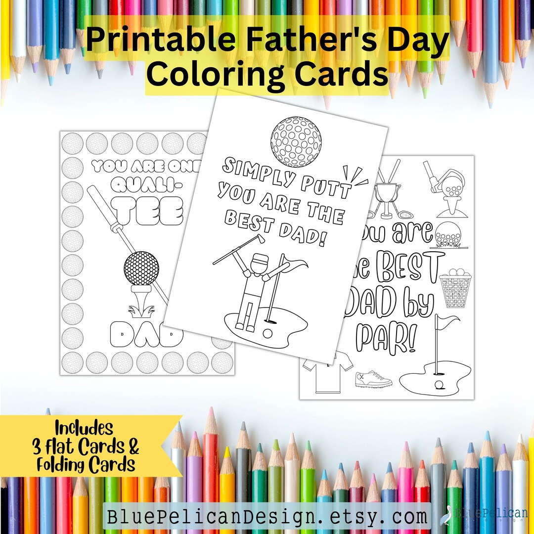 Printable Golf Father's Day Card to Color – Happy Father's Day Coloring ...