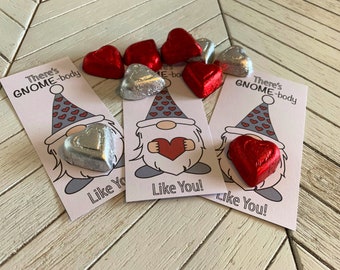 Printable Valentine Card for kids, There's Gnome-body like you! digital download, Valentine Gift Tag, Instant Download – Classroom valentine