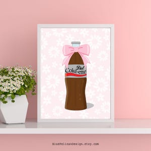 Coquette Diet Coke Poster | Cute Diet Coke Lovers Printable Wall Art & Caffeine Humor for Preppy Decor
