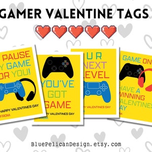 Printable Valentine Favor Tag –  Boys Classroom Valentine Cards – Gamer Valentine Tag – Preschool Valentine – Instant Download PDF