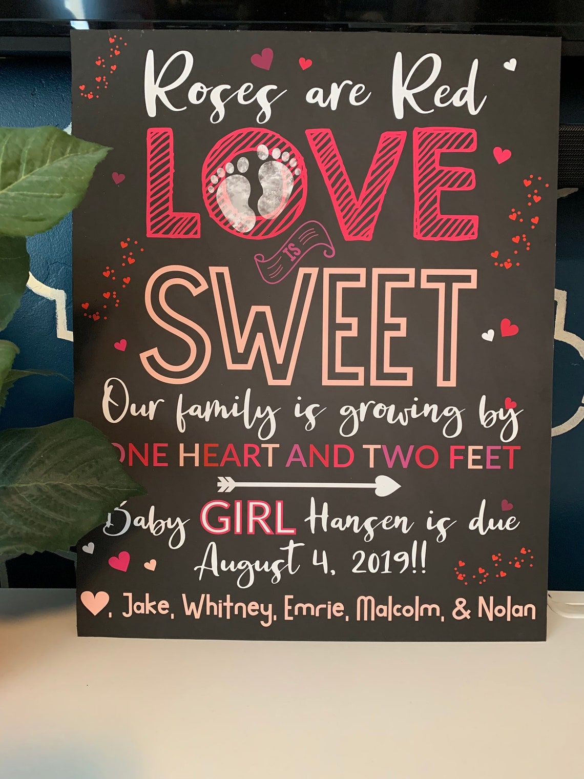 Roses Are Red Pregnancy Announcement Photo Prop Chalkboard Etsy Denmark