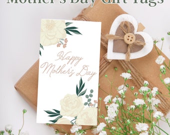 Etiquetas de regalo florales para el Día de la Madre – Etiquetas de recuerdo con peonías (Descarga digital)