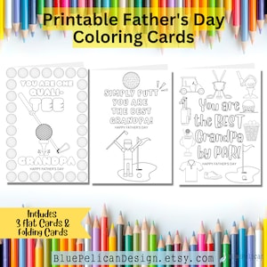 Printable Golf Coloring Card for Grandpa – Happy Father's Day PaPa Coloring Cards – Father's Day Coloring Sheets – Golf Puns for Grandpa PDF