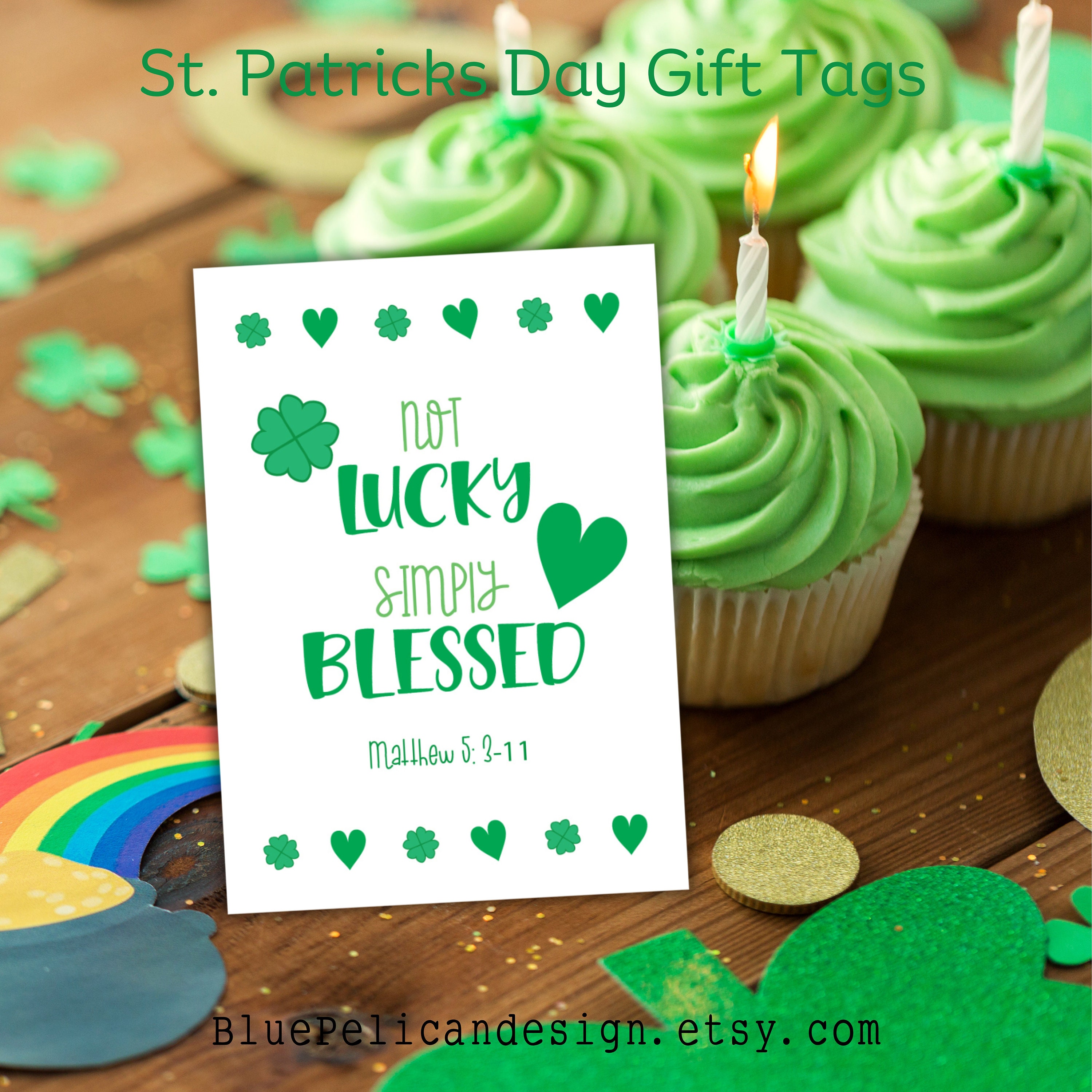 Not Lucky Simply Blessed Card Printable – Christian St. Patrick's Day Gift Tag – Scripture, Bible Verse – Ministering Primary Gift