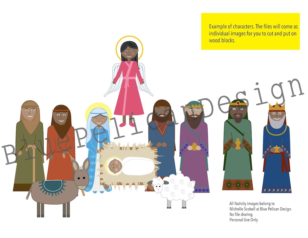 Christmas Printable Nativity Scene Dark Skin Manger Scene Kids Nativity