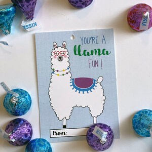 Printable Classroom Valentine Card for Kids Llama Valentine Valentine ...