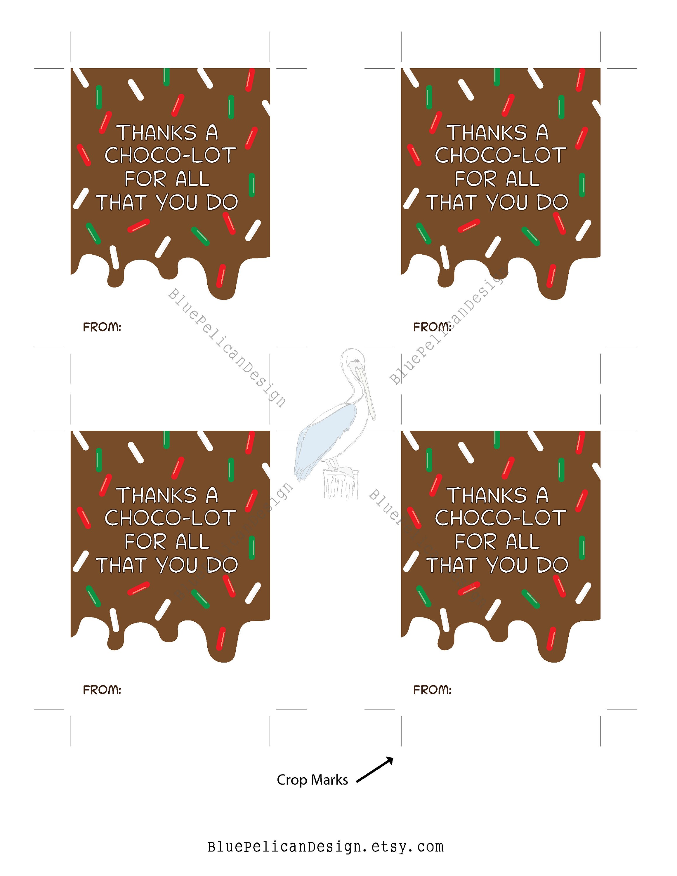 Chocolate Holiday Gift Tag – Printable Teacher, Coworker Gift (digital ...
