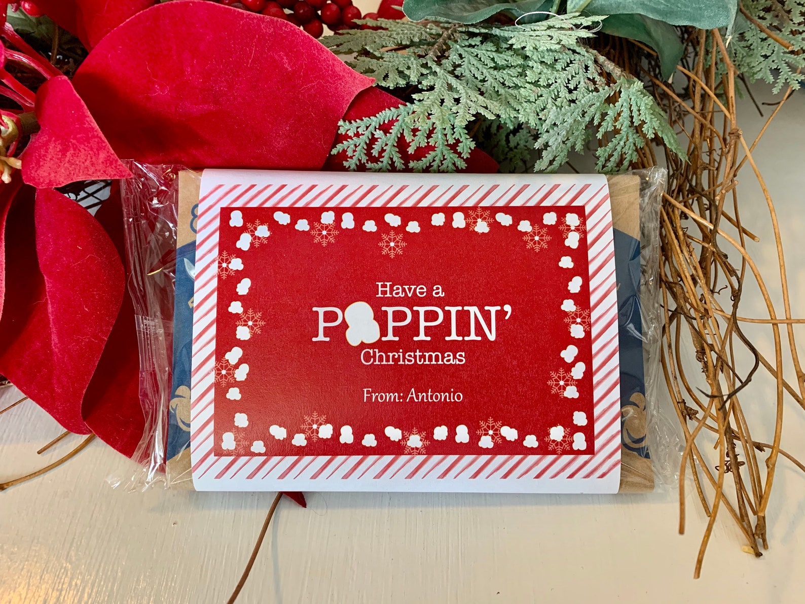 Christmas Popcorn Sleeve Printable Popcorn Label Holiday - Etsy