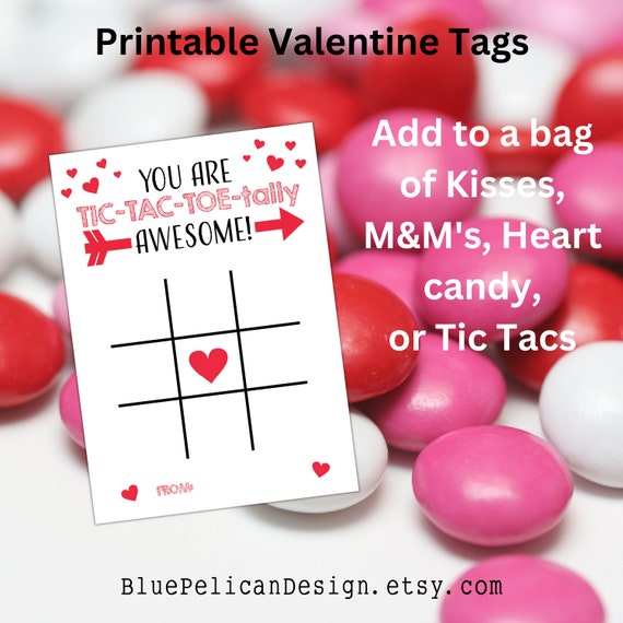 Printable Valentine's Day Tic Tac Toe Cards – Kids Valentine Printables – Tic Tac Toe Valentine Game – Printable School Valentine
