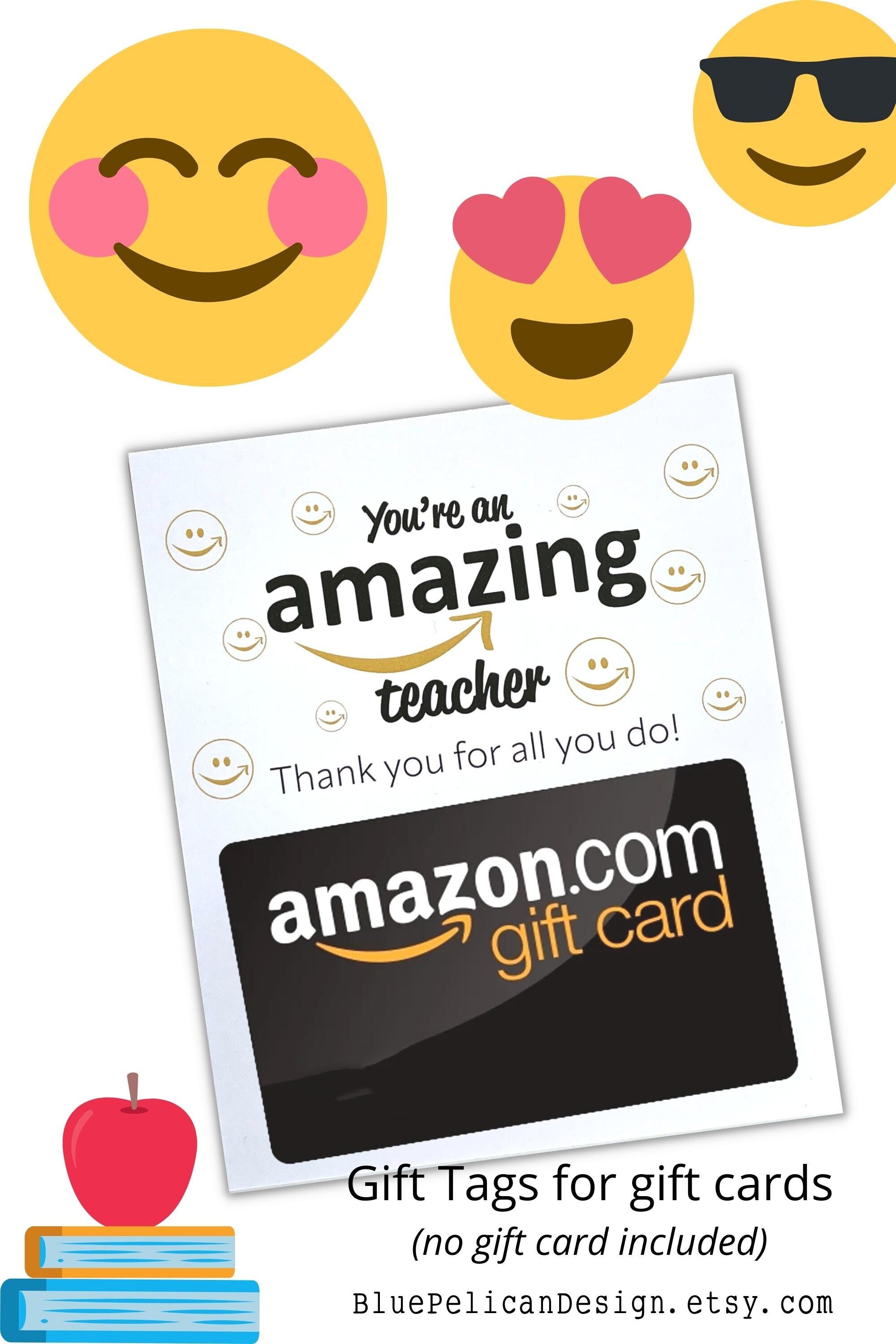 Teacher Appreciation Gift TAGS Amazon Gift Card TAG teacher - Etsy