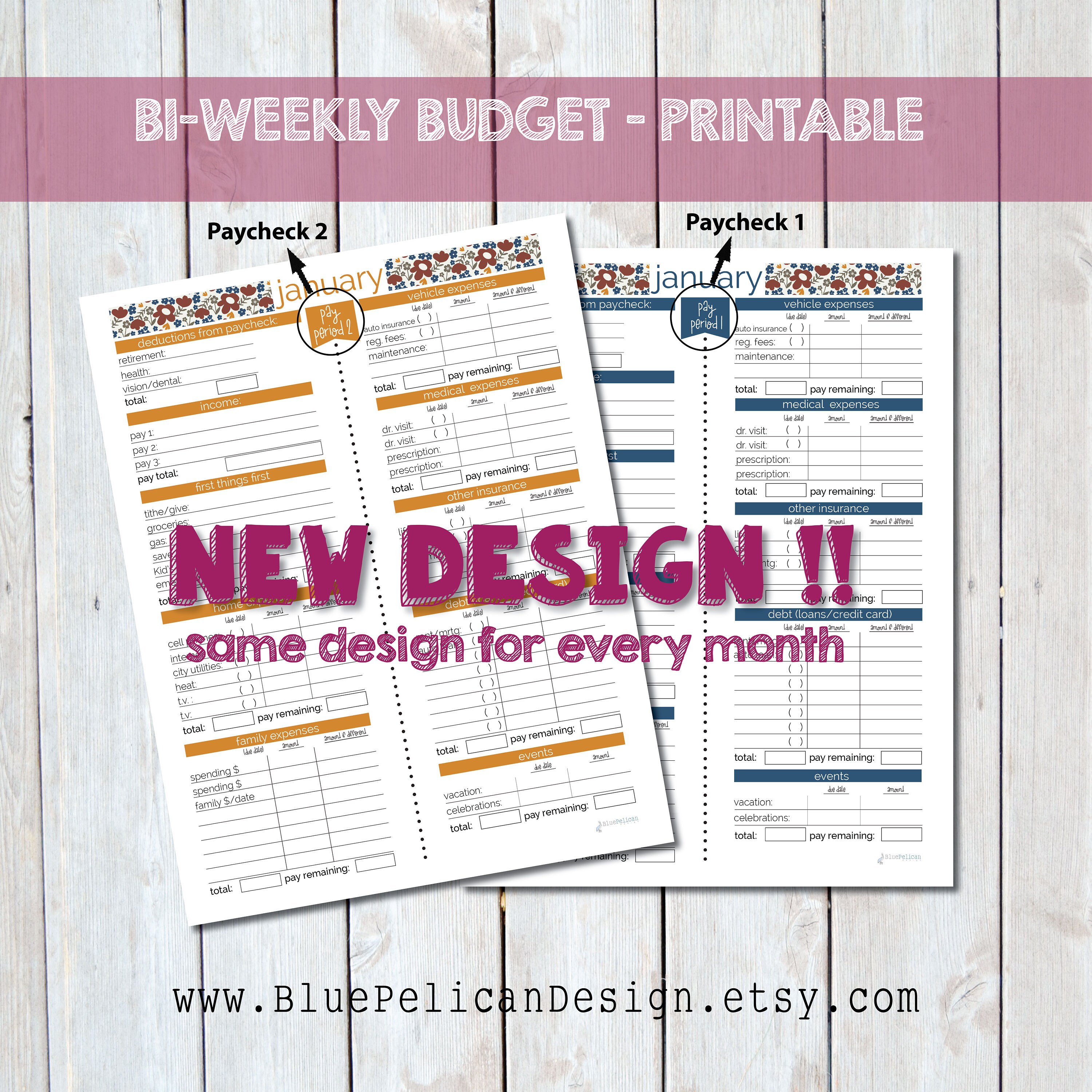 Bi-Weekly Bill Tracker Printable Expense Sheets Bill | Etsy Österreich