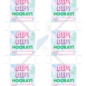 Printable School Valentine Card for Kids Dip Dip Hooray Valentine Tags ...