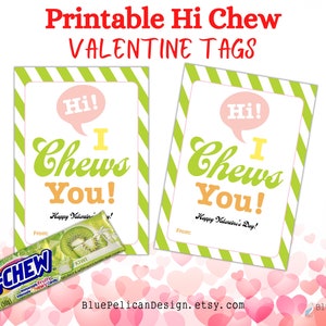 Tarjeta de San Valentín escolar imprimible para niños – Hola, te mastica Etiqueta de San Valentín – Etiqueta de regalo de San Valentín, Descarga instantánea en PDF – Etiquetas de San Valentín para maestros