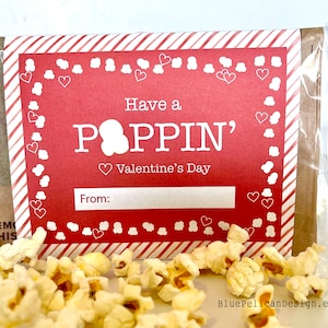 Printable Valentines Popcorn Sleeve – Printable Popcorn Label – Valentine School Gift – Neighbor CoWorker