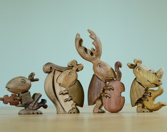 Musician Bugs Wooden Figures