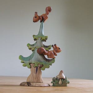 Pine tree with squirrels Wooden toy