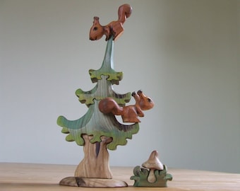Pine tree with squirrels Wooden toy