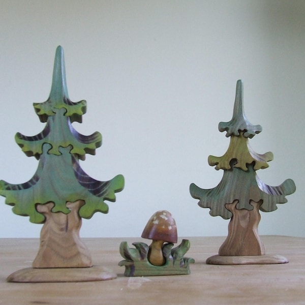 Pine trees and Mushroom Wooden Toy