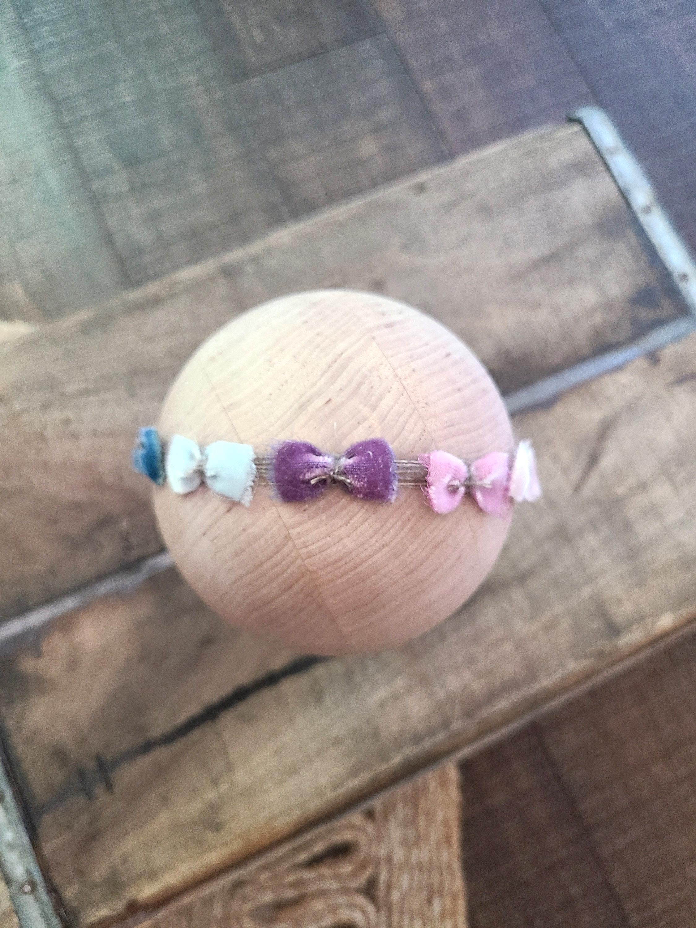 Pastel Rainbow Velvet Newborn Headband Bow BOHO Baby Halo Crown Rustic Mohair Tieback Girl Toddler Neutral Easter Natural Spring Summer