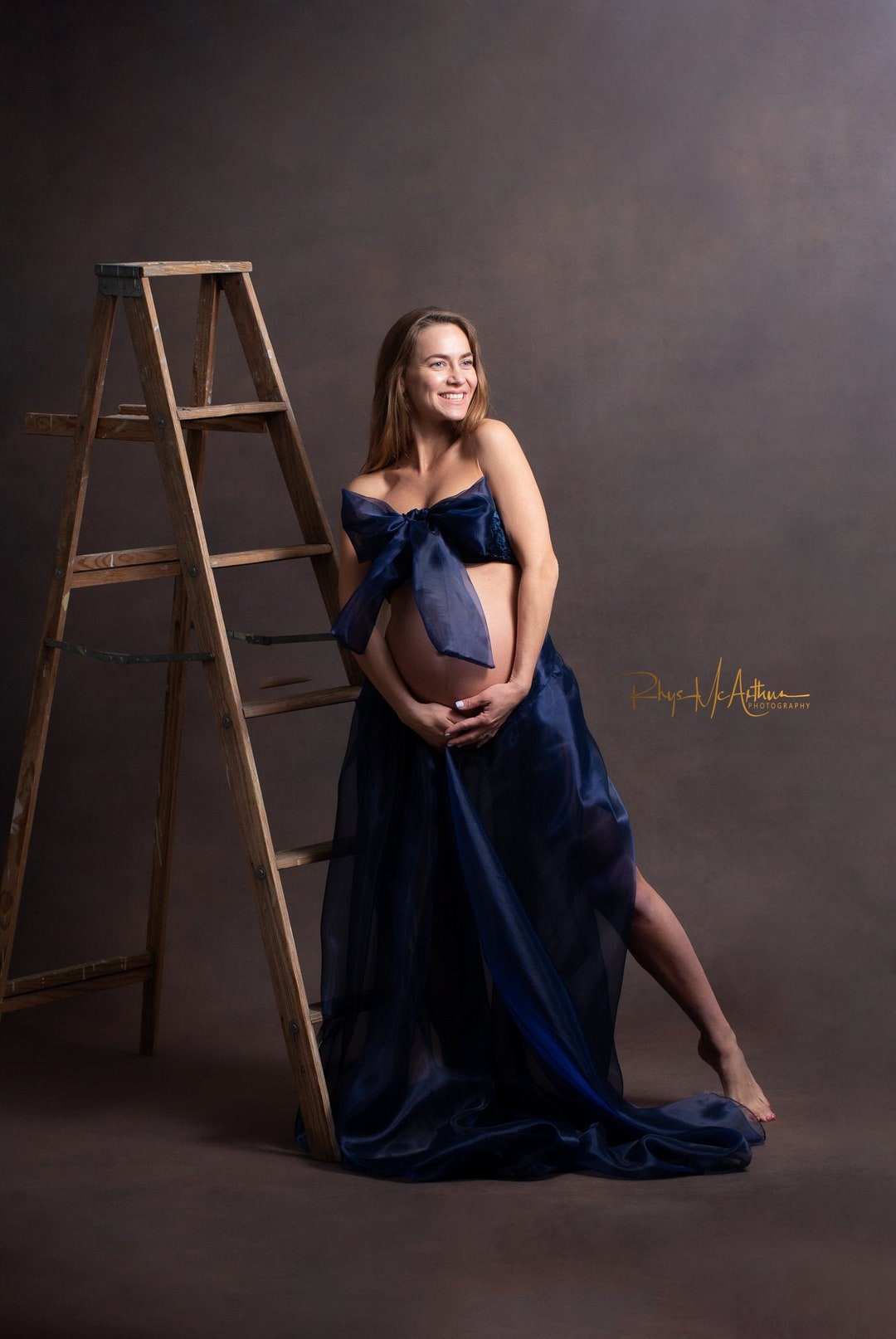 Maternity Tulle Sequin Gown Dress Skirt Photoshoot Session Interchangeable Bow Blue Navy Velvet Tube Top Organza