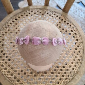 Pink Velvet Headband Bow BOHO Newborn Halo Baby Crown Mohair Rustic Tieback Girl Toddler Neutral Easter Natural Spring Summer Photo Prop