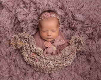 Lace BOHO Newborn Headband Bohemian Neutral Flower Girl Pink Brown Beige Rustic Toddler Dainty Tieback Baby Neutral Natural Beaded Delicate