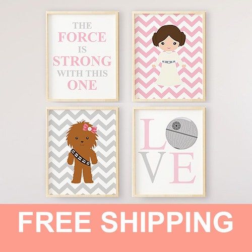 Baby Girl Nursery Print Art Chevron Art Star Wars Nursery Etsy