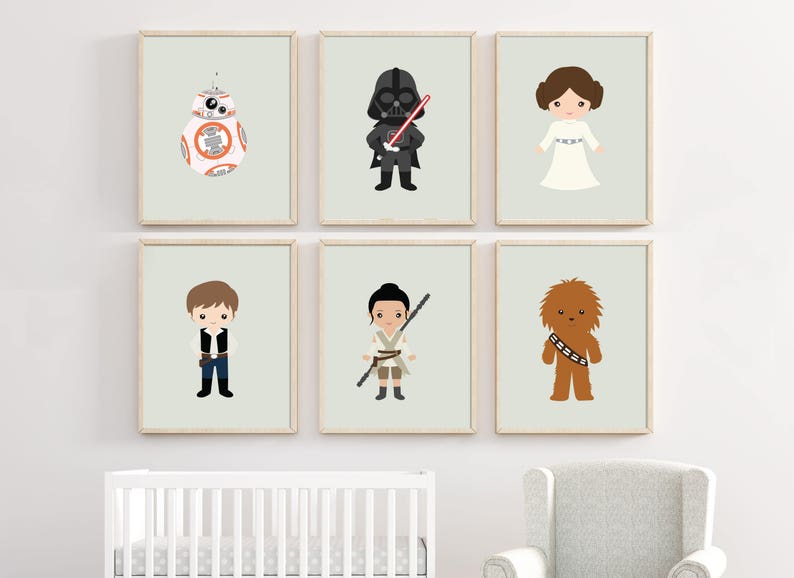 Star Wars Nursery Wall Decor Custom Colors Starwars Wall Etsy