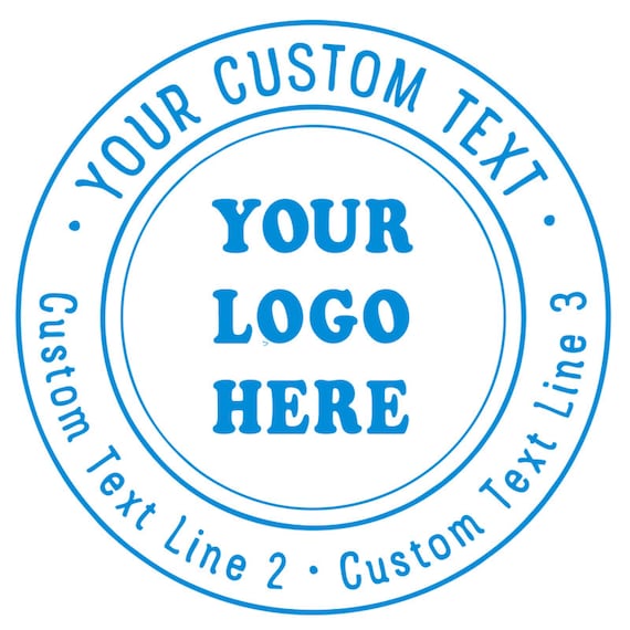 Custom Business Logo Double Round Border Stamp - 3 Lines of Text - Self Inking Stamper - Rubber Personalized Stamp - Stamps for Local Business 