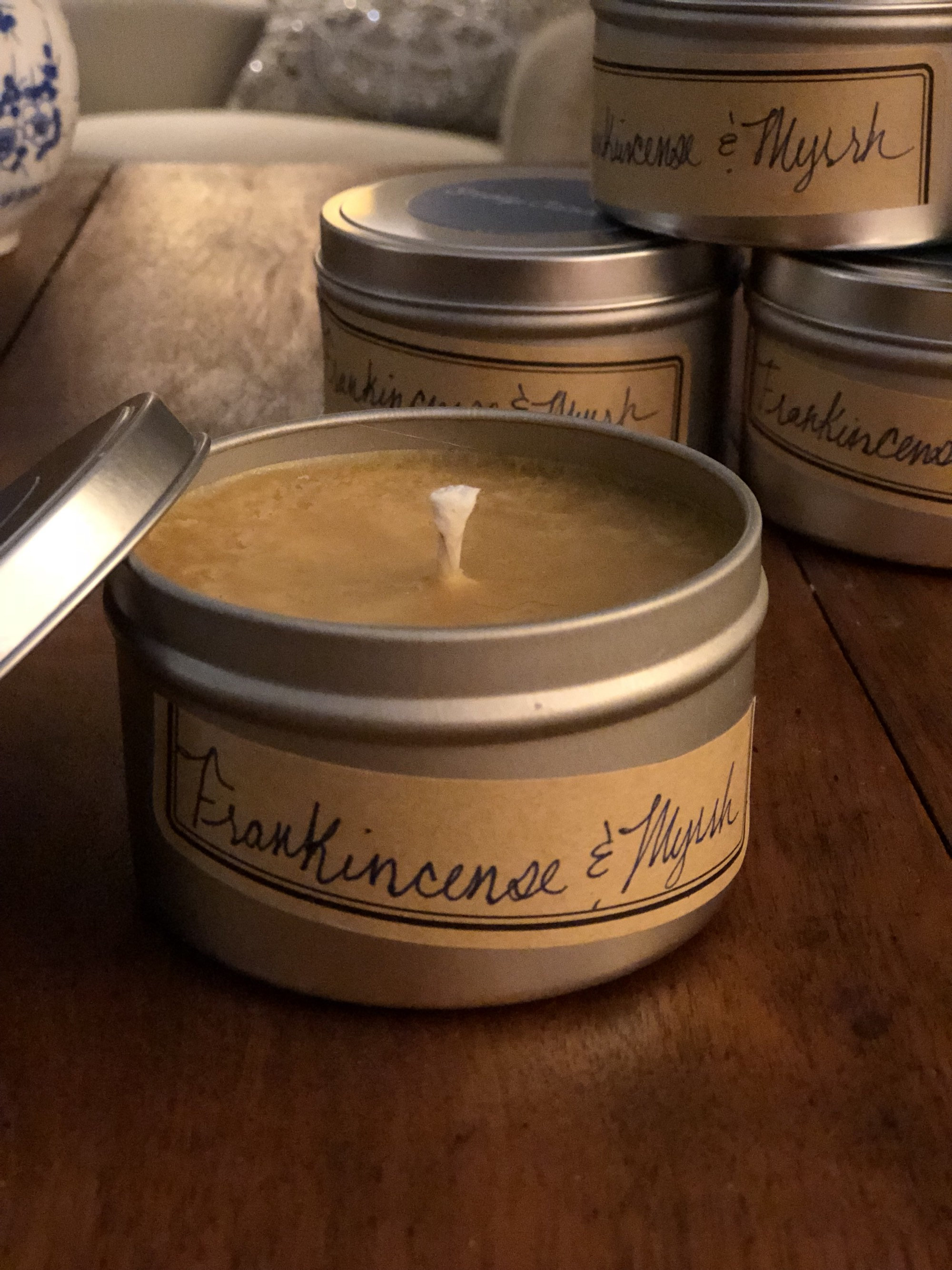 Frankincense & Myrrh Candle in Tin Container Etsy