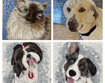 Mosaic dog portrait /custom pet portrait/stained glass mosaic/gift/mosaic cat portrait