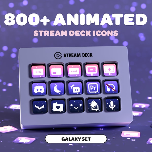 ANIMATED GALAXY stream deck icons | Streamer | Twitch | Discord | Youtube | Streaming Assets | Sky | Blue | Purple