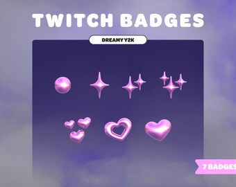 Dreamy Y2K TWITCH BADGES | Pastel Pink | Sub Badges | Bit Badges | 2000s | 90s Style | Cute | 3D