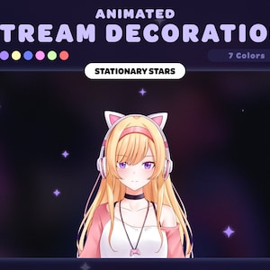 ANIMATED STREAM DECORATION Stationary Stars | Streamer | Twitch Streaming Assets | Stream Overlay | Vtuber | White Blue Pink Yellow Purple