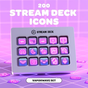STREAM DECK ICONS Vaporwave | Pink and Purple | Streamer | Twitch | Discord | Youtube | Streaming Assets | Cute