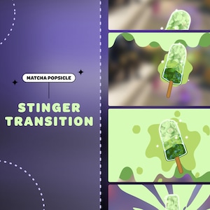 STINGER TRANSITION Glace au matcha | Transition de flux | Transition Twitch | Superposition de flux | Mignon | Vert