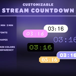 Stream Countdown Timer | Customizable | 3 min, 5 min, 10 min | Starting Soon | Streamer | Twitch | Stream Overlay