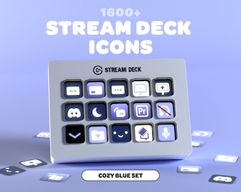 STREAM DECK ICONS Cozy Blue | Streamer | Twitch | Discord | Youtube | Streaming Assets | Elgato | Blue