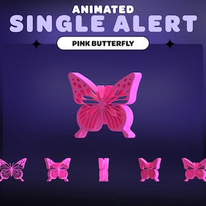 ANIMATED STREAM ALERT Pink Butterfly | Y2K | Stream Overlay | Twitch | Minimal
