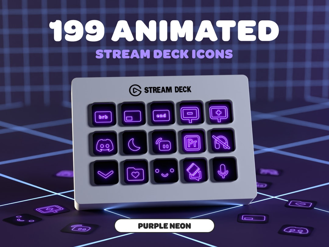 ANIMATED PURPLE NEON Stream Deck Icons Streamer Twitch Discord Youtube ...