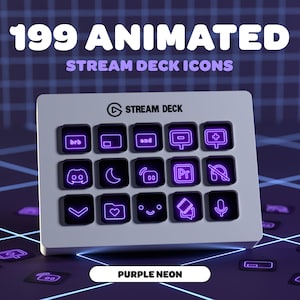 ANIMATED PURPLE NEON stream deck icons | Streamer | Twitch | Discord | Youtube | Streaming Assets | Cyberpunk