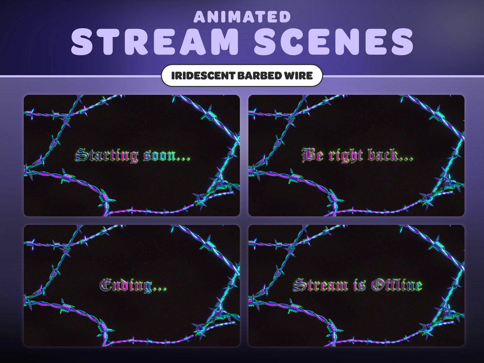 ANIMATED STREAM SCENE Pack | Iridescent Barbed Wire | Y2K | Chrome ...