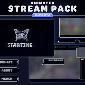ANIMATED STREAM Pack | Shooting Star White | Galaxy | Star Burst | Butterfly | Streamer | Twitch | Stream Overlay