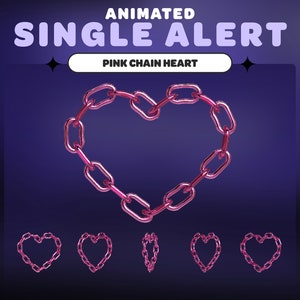 ANIMATED STREAM ALERT Pink Chain Heart Y2K | Streamer | Twitch | Youtube | Streaming Assets
