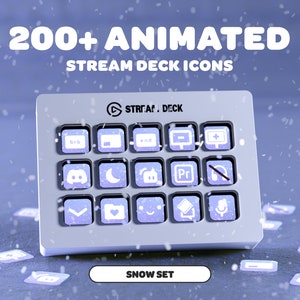 ANIMATED SNOW stream deck icons | Pastel Blue | Streamer | Twitch | Discord | Youtube | Streaming Assets | White