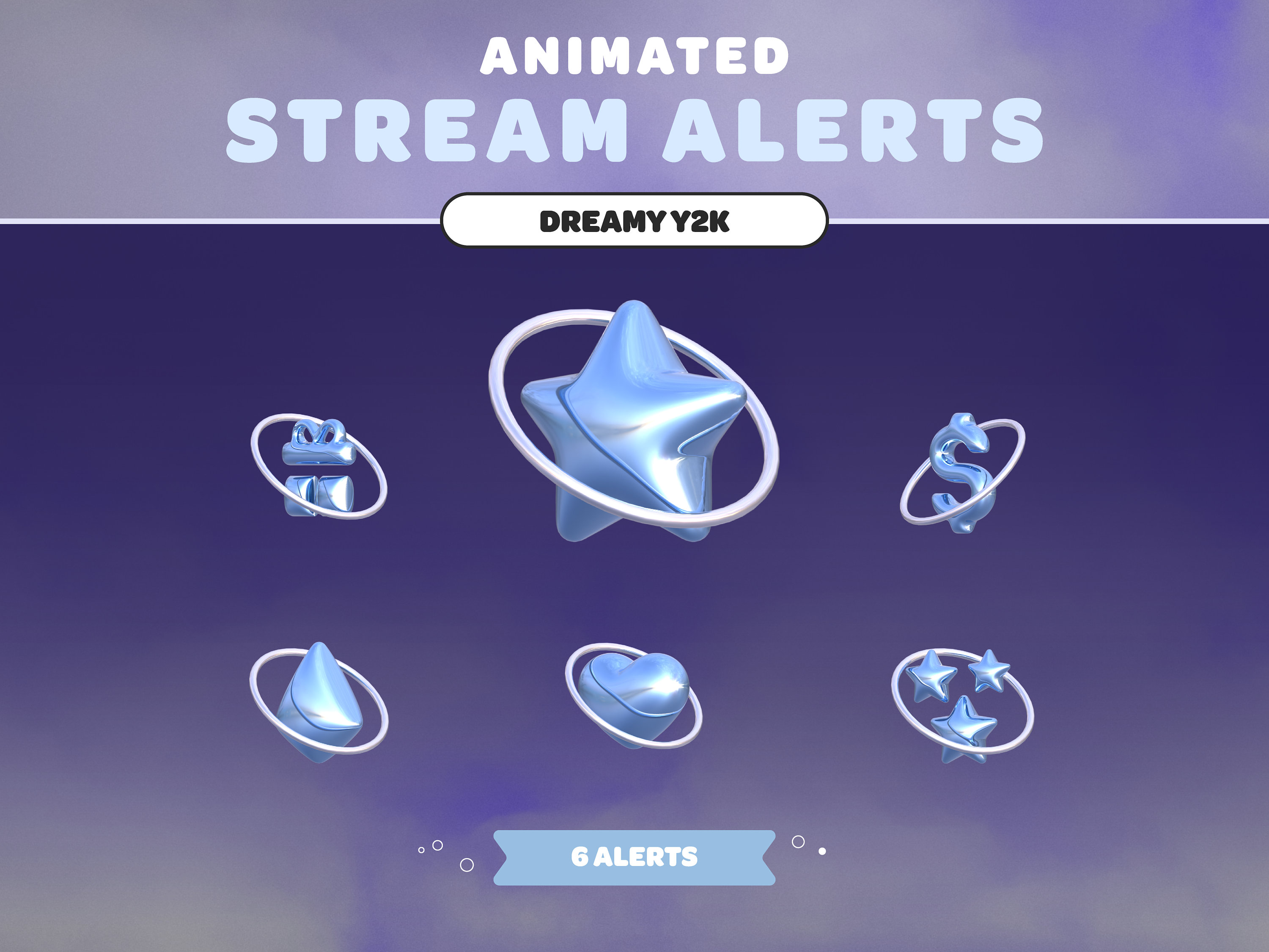 Animated STREAM ALERTS Dreamy Y2K | Blue | Minimal | Streamer | Twitch ...